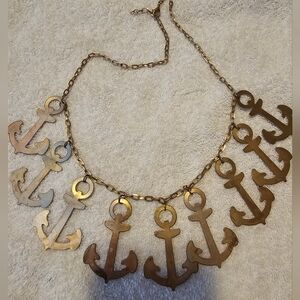 Gold Tone Anchor Necklace